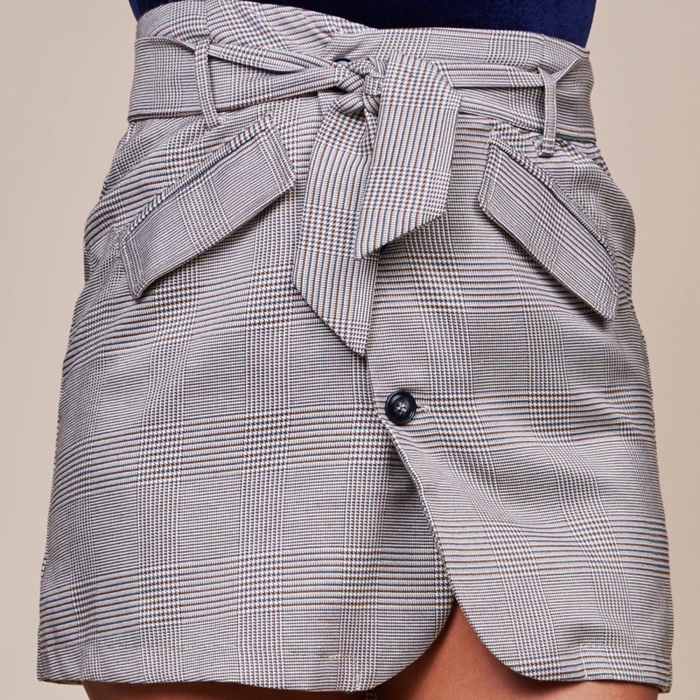 Houndstooth Plaid Mini Skirt